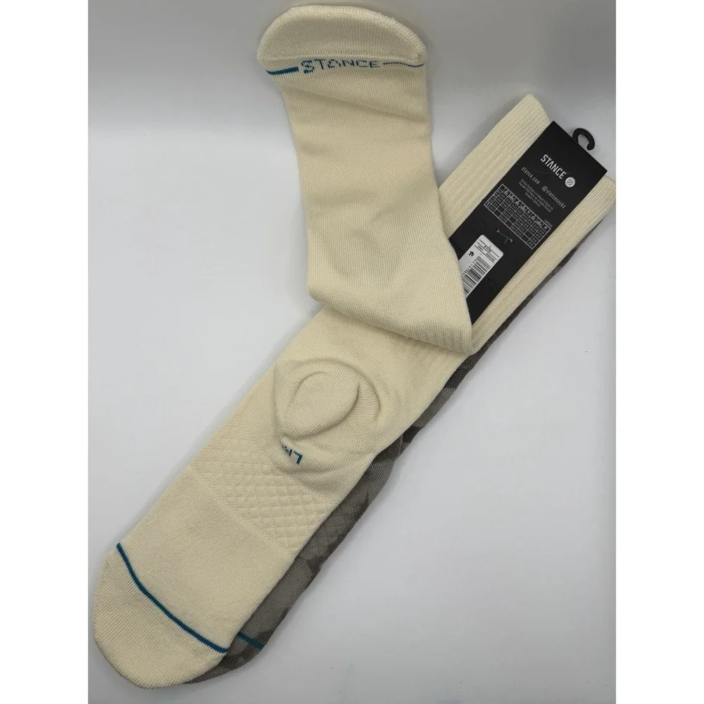 Stance Casual 2 Pack Crew Socks Grey Beige Zig Zag Striped Mens Large NWT